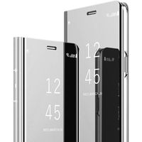 Étui Samsung Galaxy S20 FE, Clear View Mince Transparente Mirroir avec Support Antichoc pour Samsung S20 FE, Argent