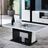Table basse LASINA - Laque blanc et noir brillant - Blanc - Bois - L 120 x l 60 x H 45 cm