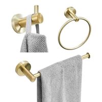 3 Pièces Kit d'accessoires de salle de bain SUS304 Or Brossé