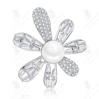 LCC® Broche à sept feuilles fleur s925 argent sterling perle naturelle incrusté de zirconium broche broche costume accessoires