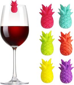 Marqueurs Verre à Vin En Silicone Ananas - Lot De 6 - Réutilisables Pour Fêtes Et Événements