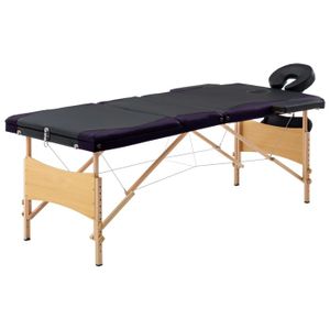 TABLE DE MASSAGE - TABLE DE SOIN Table de massage pliable 3 zones bois noir et violet