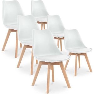 CHAISE Chaises CATHERINA - Blanc - Scandinave - Pieds boi