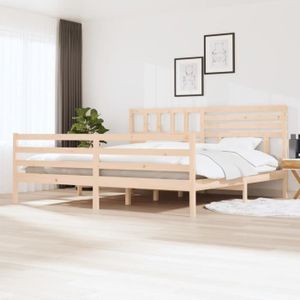 STRUCTURE DE LIT Cadre de lit adulte seul en bois massif 200x200 cm - SPV - Contemporain - Marron