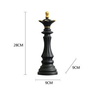FIGURINE - PERSONNAGE Reine noire-M - Figurine'échecs internationale rétro en résine, Sculpture de roi chevalier pour l'intérieur,