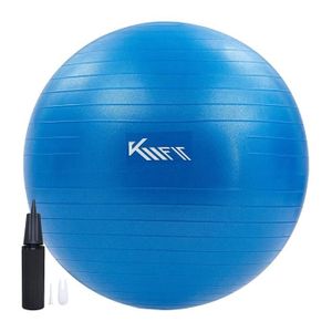 BALLON SUISSE-GYM BALL KM-Fit Balle de Gymnastique | 75cm | Balle d'entraînement avec Pompe à air | Balle pour Fitness, Yoga, Gymnastique | Bleu