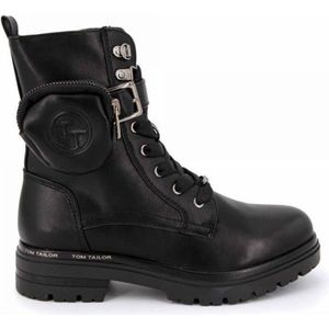 Bottes Femme Cuir Et Daim Noir Taille 38 – Avec Lacets Et Fermeture Zip, Occasion