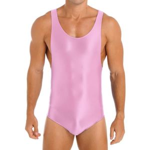 BODY dPois Body Homme Brillant Maillot de Corps Stretchy Bodysuit Body Danse sans Manches Sexy Vêtement de Nuit Adulte Clubwear M-XL