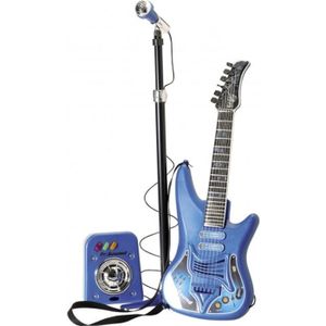 INSTRUMENT DE MUSIQUE Guitare électrique REIG - Haut-parleur amplificateur avec lumières - Microphone et entrée guitare - Bleu