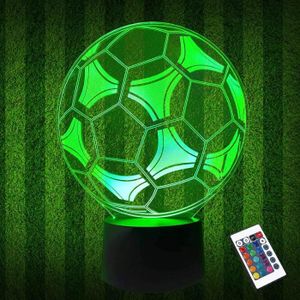 VEILLEUSE BÉBÉ CooPark Veilleuse pour enfants Lampe d'illusion d'optique 3D de football avec télécommande 16 couleurs changent anniire de footb35