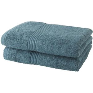 SERVIETTES DE BAIN Lot de 2 serviettes de toilette TODAY 50x90 cm 100% Coton- Paon