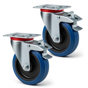 Lot De 4 Roulettes Pivotantes PU Rouge - 200mm, Charge 1200kg - HTR
