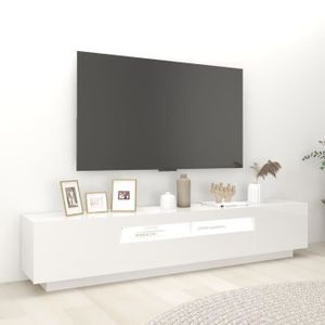MEUBLE TV HUA - Meubles TV - Meuble TV avec lumières LED Blanc brillant 200x35x40 cm - YOSOO - DX11391