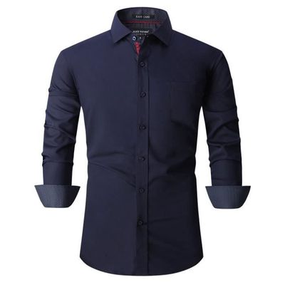 Chemise Homme INSFITY Bleu marine Fibre de bambou Coupe standard Manches longues Bleu marine Cdiscount Pret a Porter