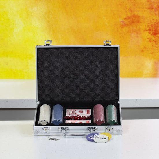 Mallette Poker En Alliage Avec Serrure - 23x21x6,5 Cm - Pour Jetons Et Cartes - Transport Et Rangement