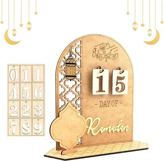 Qupuce Calendrier De L'Avent Ramadan Mubarak 2025 – Acrylique Avec Marqueur Effaçable – Décoration Table