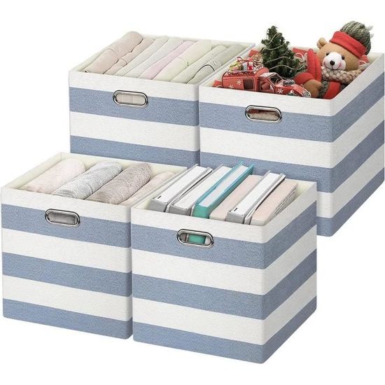 BALEINE Lot De 4 Paniers De Rangement Décoratifs En Tissu