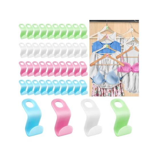 Lot De 6 Crochets De Connexion Pour Cintres Empilables - Organisateur Gain De Place Blanc