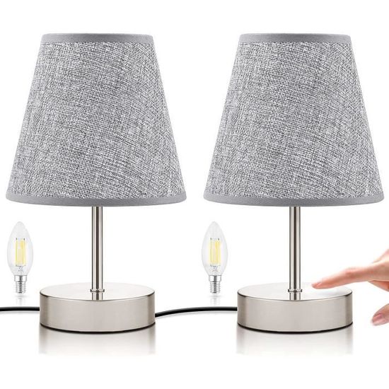 2PCs Lampe de Chevet Touch, Lampe de Bureau en design classique, avec Contrôle Tactile dimmable, 3 modes d'éclairage, petite ta A110