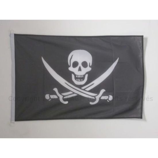 AZ FLAG Grand Drapeau Pirate Jack Rackham Calico Jack - 250x150 Cm, Polyester 300g Oeillets Métalliques, Pavillon Corsaire Résistant