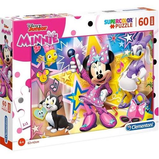 Puzzle Maxi Supercolor Minnie Mouse - Clementoni - 60 pièces - Thème ...