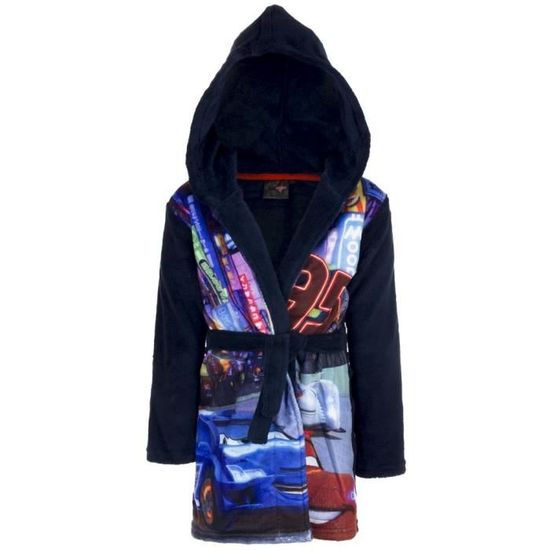 Peignoir polaire Cars 3 ans robe de chambre capuche bleu