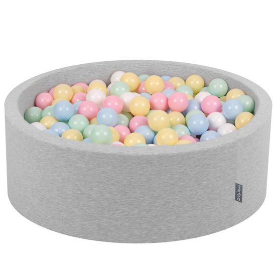 Piscine à Balles KiddyMoon Ronde 90x30 Cm – Avec 200 Balles Multicolores, Housse Lavable Et Mousse Certifiée Oeko-Tex (Couleur Sauge)