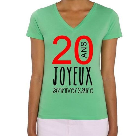 T Shirt Premium Manche Courte Femme Vert Joyeux Anniversaire Ans Vert Cdiscount Pret A Porter