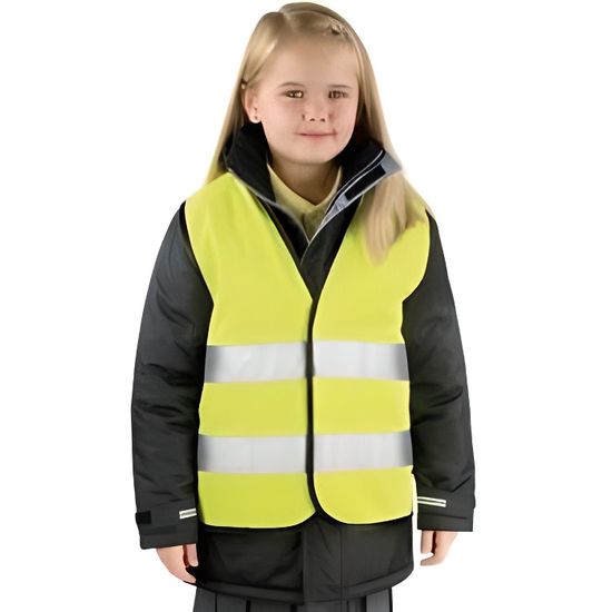 Gilet De Sécurité Enfant JCUGSBS - Fluorescent Réfléchissant - Taille Unique - Pour Vélo, école, Jeux - Sécurité Visibilité