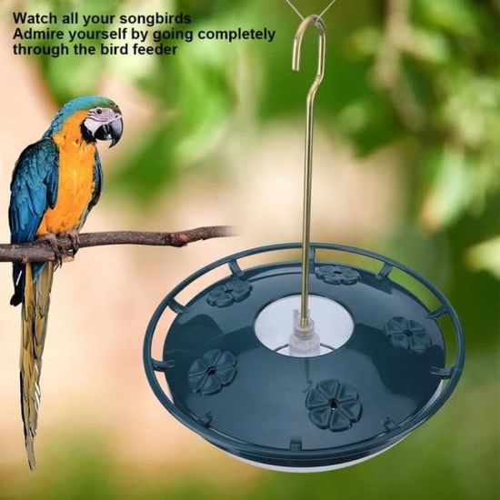 Grande Mangeoire Oiseaux Métal Suspendue 3,8 Lb - 2 Abreuvoirs, Drainage, Résistante Écureuils & Intempéries