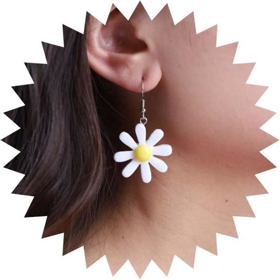 Boucles D'Oreilles Pendantes Fleur Rose Boucles D'Oreilles Double