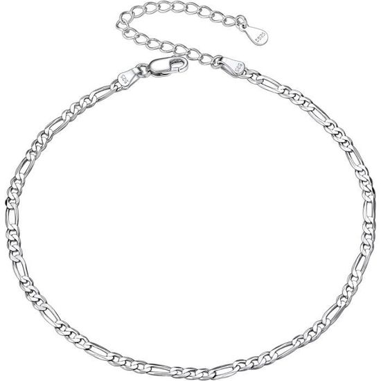Silvora Chaîne De Pied Argent 925 Femme - Bracelet Cheville Maille Serpent 22cm +5cm Réglable