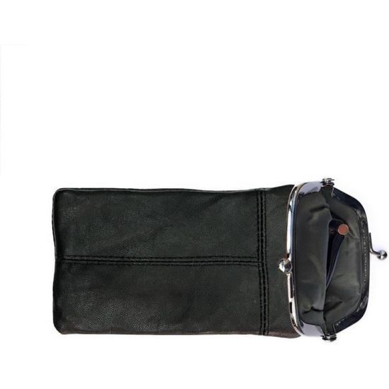 LOLUNA Porte-Monnaie Homme Plat Clic Clac Cuir Agneau Souple - Idéal Poches Pantalon Et Veste, Noir
