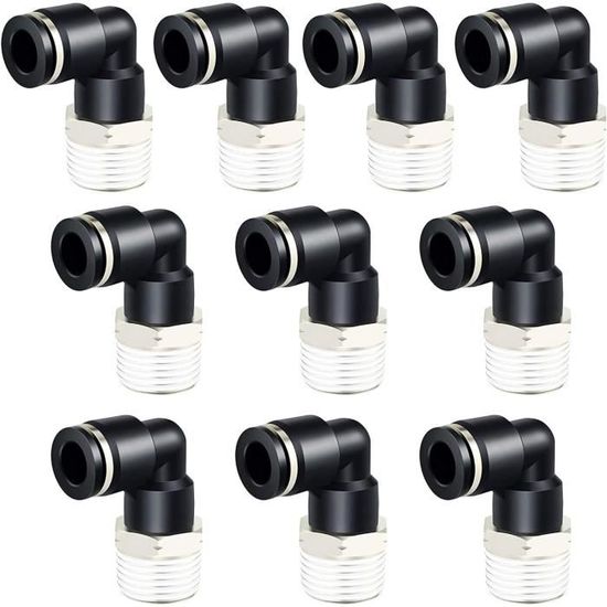 Raccord Pneumatique Coudé Pour Tube 10 Mm OD, Filetage 1/4" - Neuf - Marque Générique