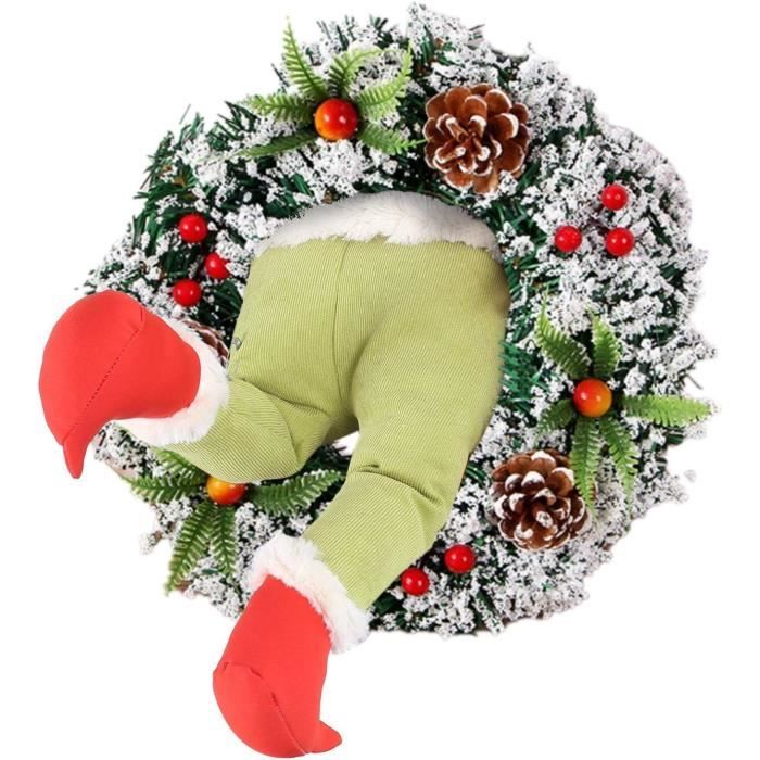 Couronne De Noël En Toile De Jute Grinch - Décoration Murale Ou De Porte Originale Et écolo