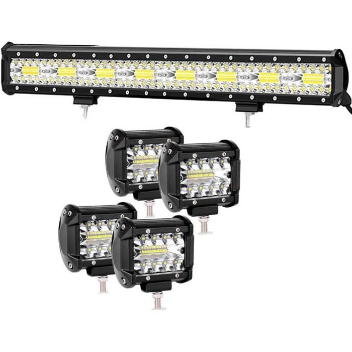 23- 640W Barre rampe LED Phare de Travail LED Flood Spot Feux de antibrouillard Projecteur Led Voiture Exterieur 12V 4 Pouces 60W