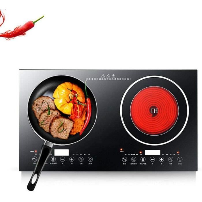 Double plaque de cuisson électrique à induction - 4 400 W - 2 brûleurs - Zones de cuisson - 8 vitesses - Puissance de feu 220 V -