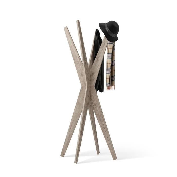 Mobili Fiver, Porte-manteau sur pied Design, Emma Chêne naturel, Mélaminé, Made in Italy