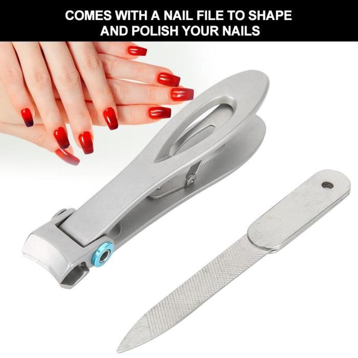 2Pcs -Ensemble Coupe-Ongles en Acier Inoxydable Lime à Ongles Kit de Outil Manucure Pédicure(argent )-CHE