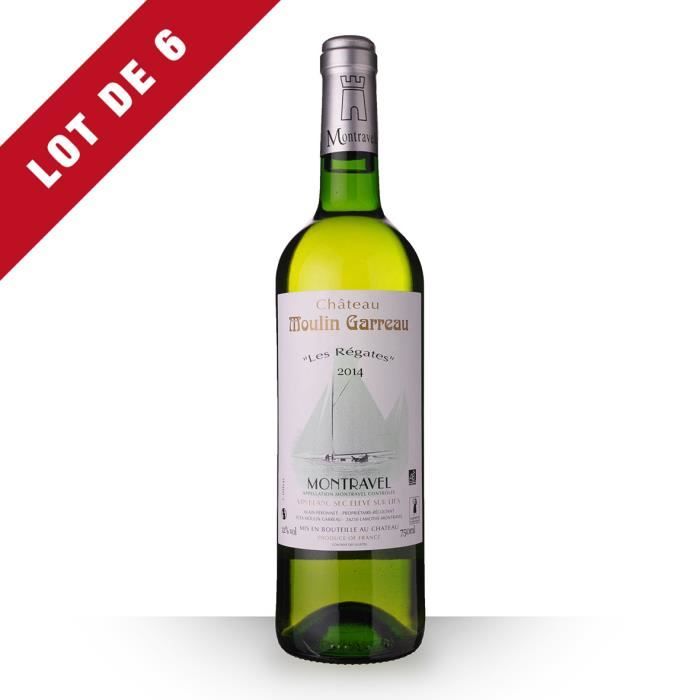 6X Château Moulin-Garreau les Régates 2014 Blanc 75cl AOC Montravel - Vin Blanc