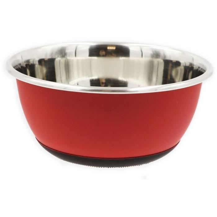 TYROL Bol inox antidérapant - 13,5 cm - 500 ml - Rouge mat - Pour chat et chien