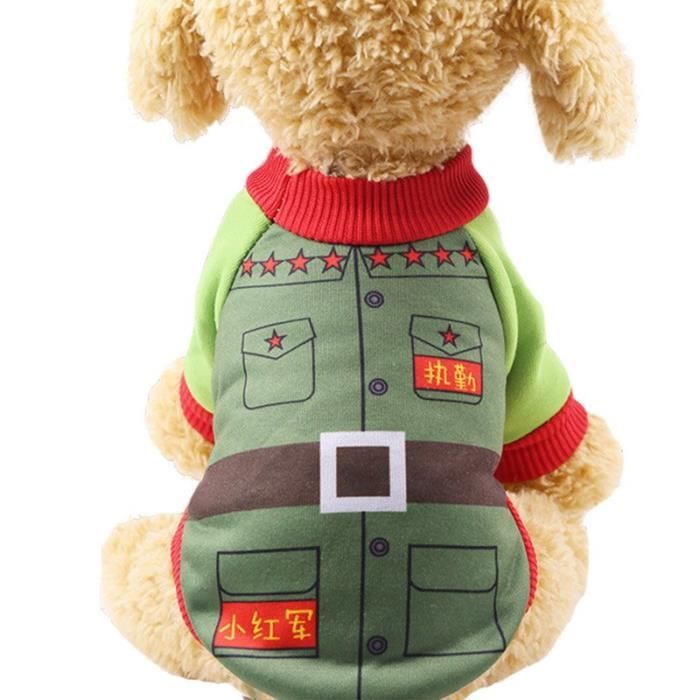 Manteau Blouson,Chaud chien vêtements classique Pet chien vêtements pour petits chiens manteau Costume - Type Little Red Army-L