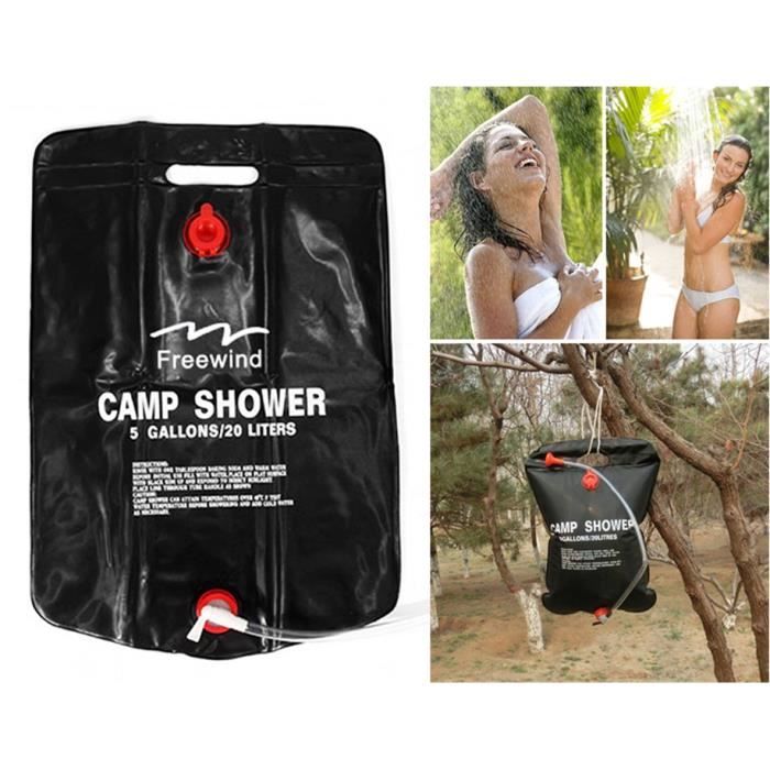 DF0003 20L chauffée solaire Camp Douche Bag Energy (Noir)