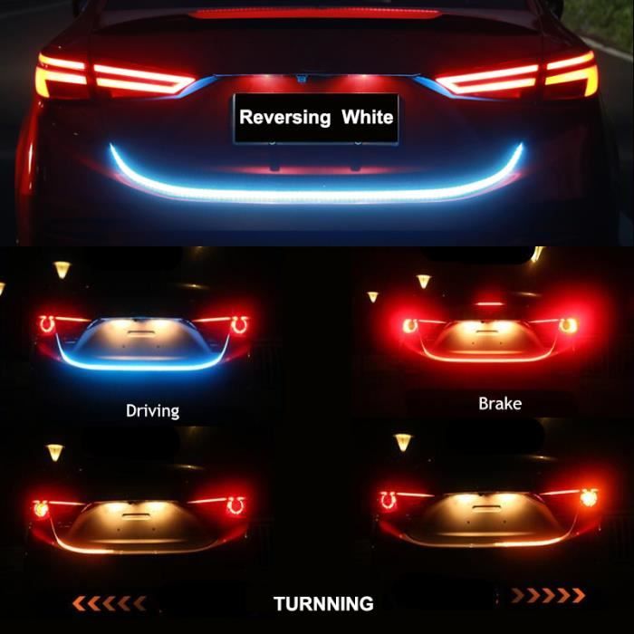 Feux arrière de coffre de voiture 12V, avertissement d'inversion dynamique, lumières LED