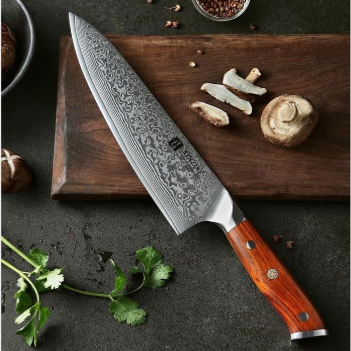 XINZUO Coutellerie Couteau de Chef avec une lame 21cm 67 Couches en Acier Damas Couteau de Cuisine, Japonais VG10 Couteaux de Chef