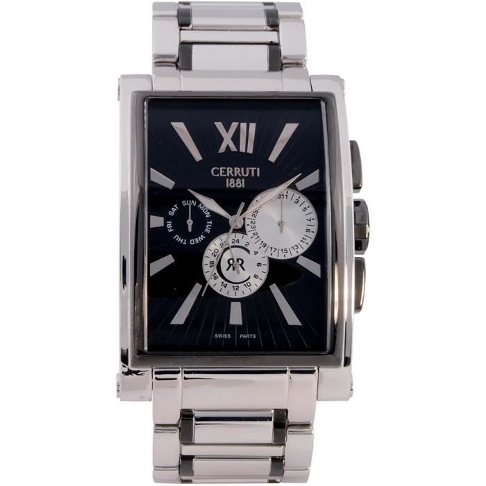 MONTRE HOMME CERRUTI 1881 SWISS MADE. avec Date BRACELET et CADRAN Plaqué Argent CRB006E221H
