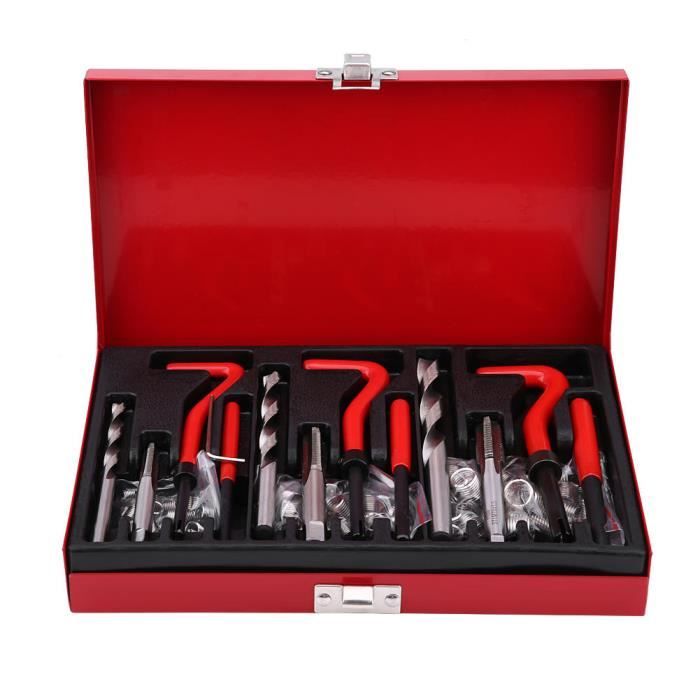 Cikonielf Kit de réparation de filetage 88Pcs Kit d'outils de réparation de filetage M6 M8 M10 Ensemble d'inserts de forage pour