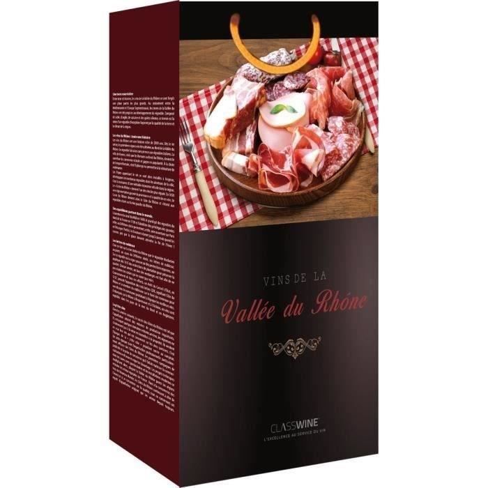 CLASSWINE Pochette pour 2 bouteilles vin des Côtes du Rhône Gastronomie