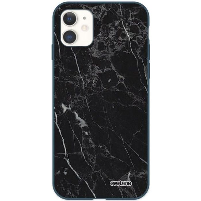 Coque pour iPhone 11 Silicone Liquide Douce bleu nuit Marbre noir Ecriture Tendance et Design Evetane