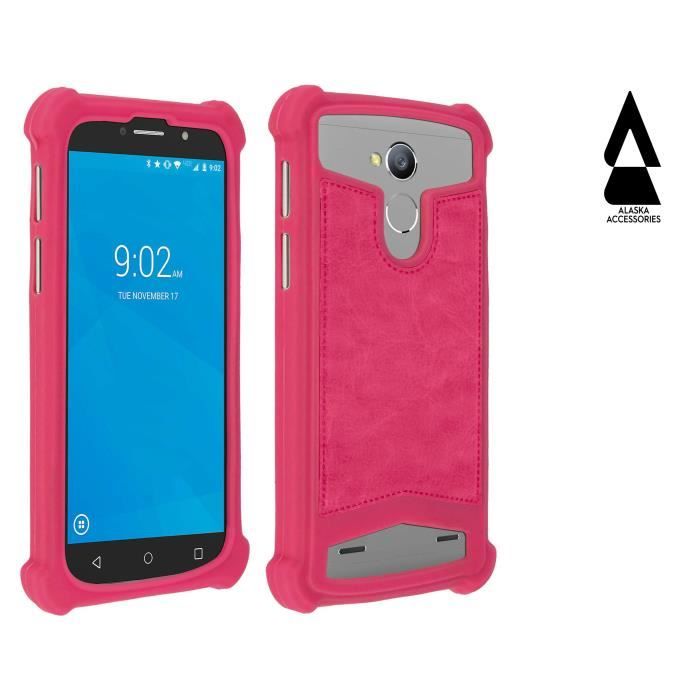 Coque Bumper Folio Adaptable Neffos Y50 Fuchia